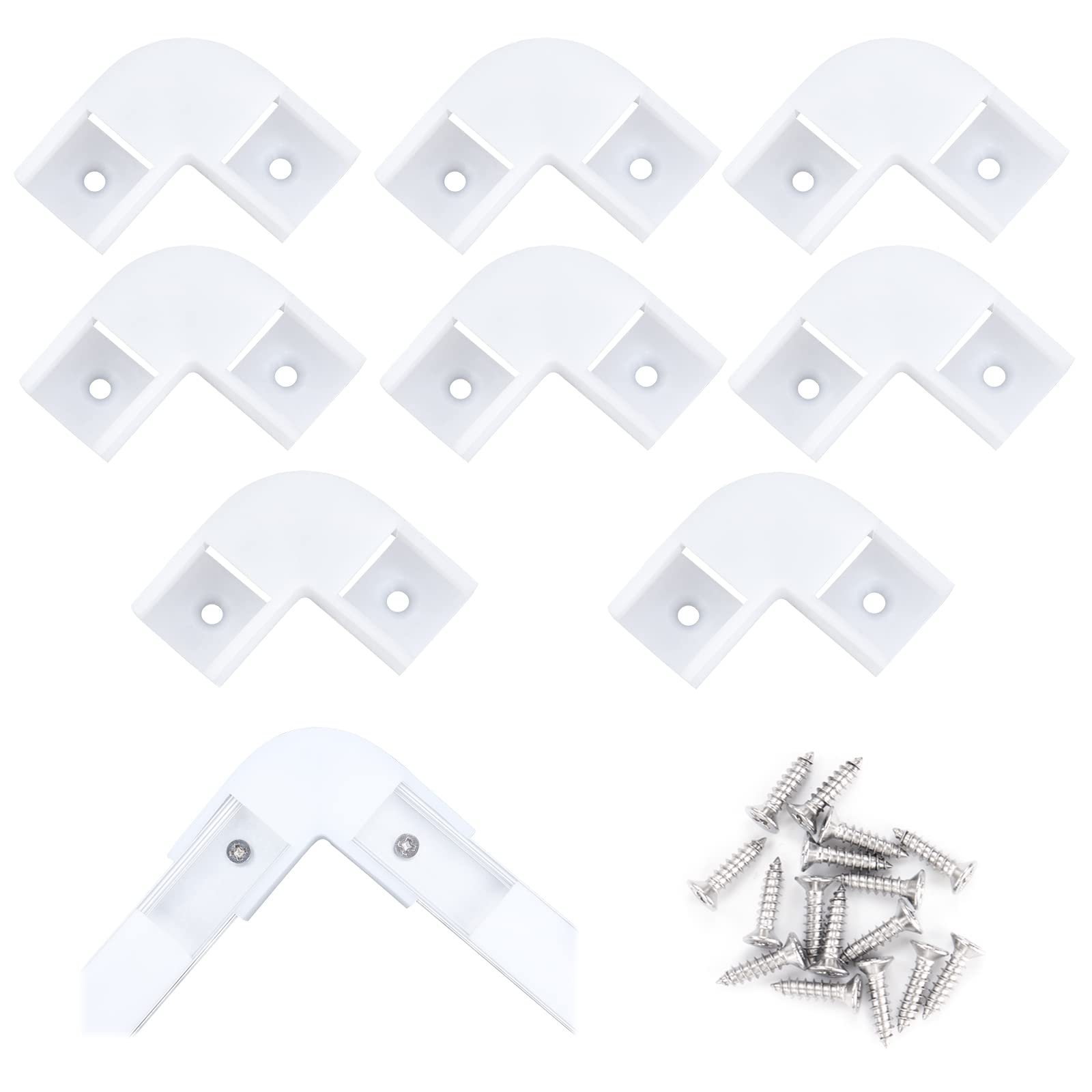 Muzata 8Pack White Corner Connector Kit for LED Channel L Shape 90